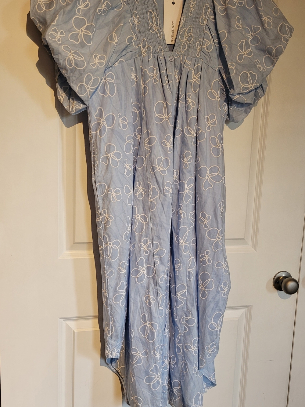 Annie Light Blue Floral Smocked Dress - Picture 2 of 6